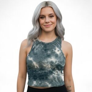 90 Degree By Reflex Blue Tie-Dye Crop Top NWT XL